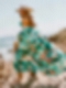  Women's Orange Red Crane Flower Pattern Long Kimono Sunscreen Cardigan Beach Vacation  CO008